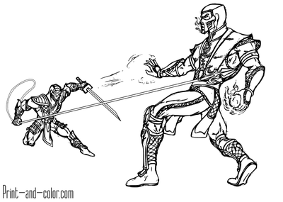 Раскраска Mortal Kombat Саб-Зиро против Скорпиона | Раскраски, Смертельная битва, Смертельная битва