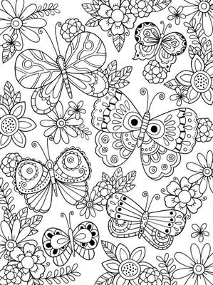 раскраски бабочки весенние цветы - Clip Art Librar