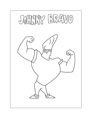 Раскраска Джонни Браво показывает свою руку для детей - Раскраски Джонни Браво для печати онлайн для детей - ColoringPages101.com | Раскраски для детей